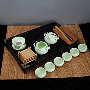 Fanquare Chinese Ceramic Kung Fu Tea Set With Tea Tray And Small Tea