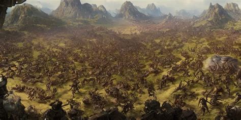 A Panorama Of Fantasy Armies Fighting Each Other On A Stable Diffusion