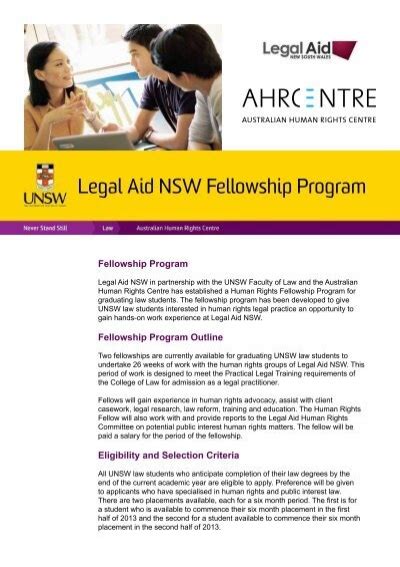 Legal Aid Nsw Fellowship Program Unsw Law