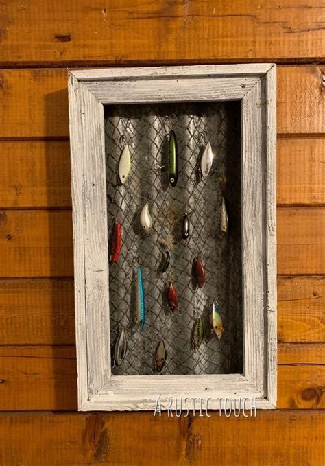 Fishing Lure Display Case Distressed Etsy Fishing Lures Display