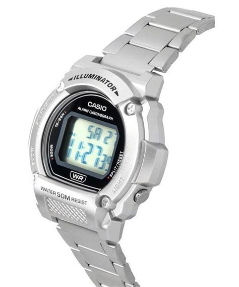 Casio Standard Digital Stainless Steel Bracelet Quartz W 219HD 1A Men S