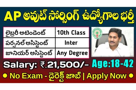 Ap Government Jobs ఆంధ్రప్రదేశ్ లో రాతపరీక్ష లేకుండా అవుట్సోర్సింగ్