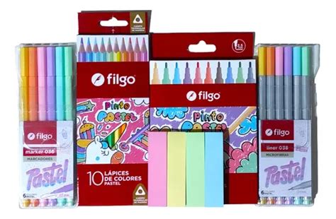 Kit Set Marcadores Microfibras Lapices Pastel