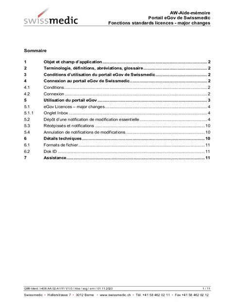 Fillable Online I Aa A F Aide Mmoire Portail Egov De Swissmedic