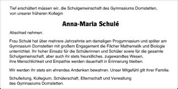 Traueranzeigen von Anna Maria Schule Schwarzwälder Bote Trauer