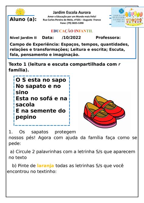 Jardim Atividades Educacao Infantil Texto Leitura E Escuta