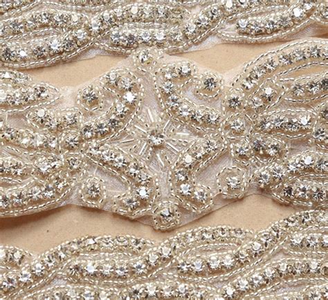 Crystal Rhinestone Long Applique Wedding Bridal Glass Iron Sew On