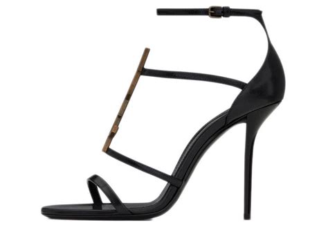 Saint Laurent Cassandra Sandal Heels Black Leather 6301091Q0TT1000