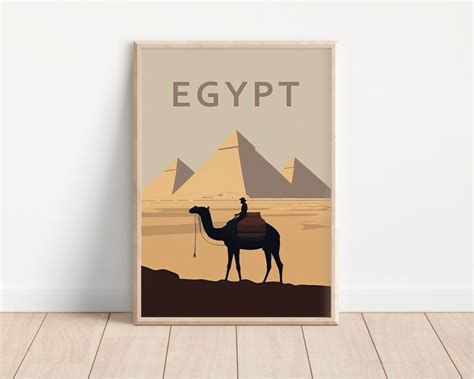 Egypt Pyramids Printable Travel Poster Minimalist Design Wall Art Giza Pyramids Muted