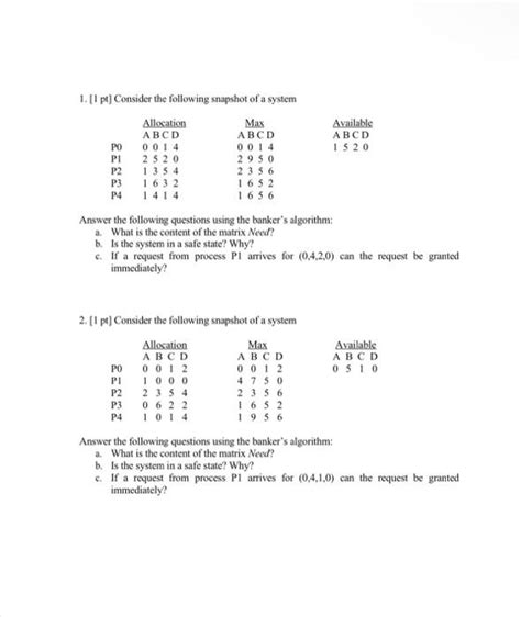 Solved 1 1 Pt Consider The Following Snapshot Of A System Chegg