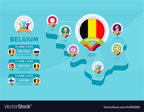 Belgium Natioanal Team Matches On Isometric Map Vector Image