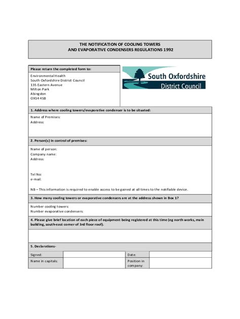 Fillable Online Cooling Towers Notification Form South Fax Email Print