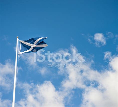 Scottish Saltire Flag Against Summer Sky Stock Photo | Royalty-Free ...