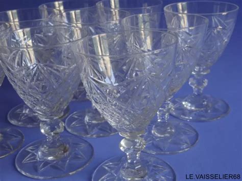 ST LOUIS 7 ANCIENS VERRES A APERITIF EN CRISTAL TAILLER Ht 10 Cm EUR 99