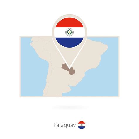 Rectangular Mapa De Paraguay Con Alfiler Icono De Paraguay