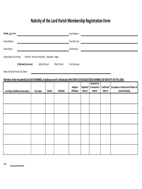 Fillable Online Parish Registration Formst Catherine Of Siena Fax