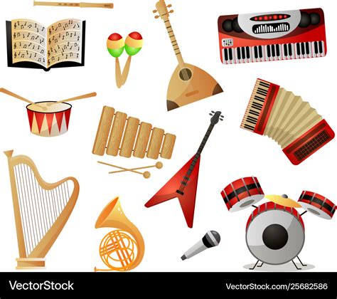 Set modern or old music instrument for school Vector Image