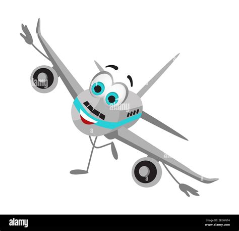 Funny travel objects collection: Funny Airplane on white background ...