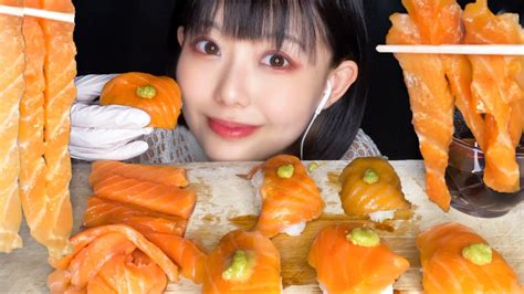 【咀嚼音】手摑みサーモンとサーモン麺🍣 Salmon Sushi Eating Sounds 【asmr】 Youtube