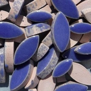 Denim Blue Petals Mosaic Tiles 50g Ceramic Leaves In Mix Of 2 Sizes 1 2