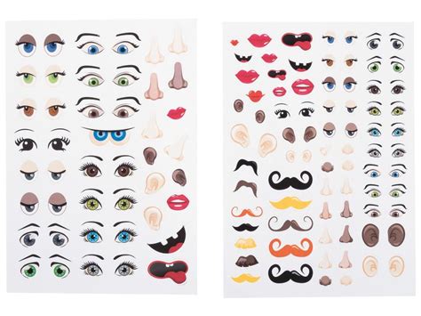 GOMMETTES Yeux Nez Oreilles Bouches Et Moustaches