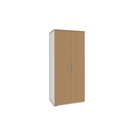 SIMMOB Armoire Haute 2 portes Steely Hêtre pieds Blancs en bois