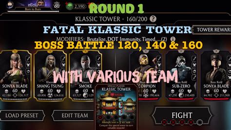 Round 1 Fatal Klassic Tower Boss Battle 160 140 And 120rewards With