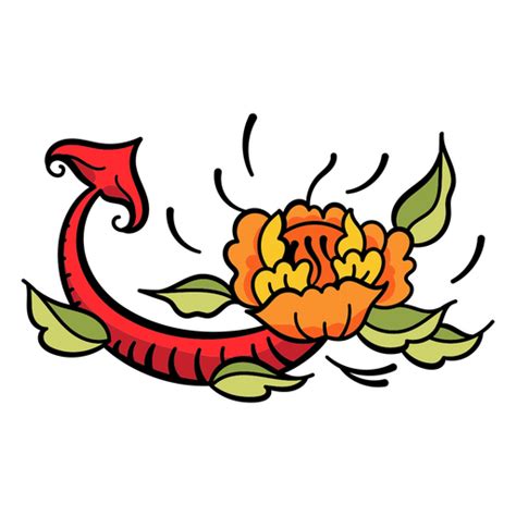 Design Png E Svg De Flor Com Tatuagem Tradicional De Cauda De Diabo Para Camisetas