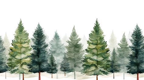 Evergreen Forest Christmas Texture Seamless Watercolor Pine Tree