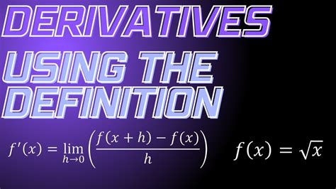 Derivative Of Sqrt X Using Definition Youtube