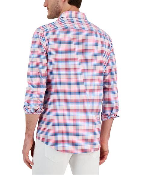 Club Room Mens Malia Classic Fit Plaid Button Down Tech Shirt Created