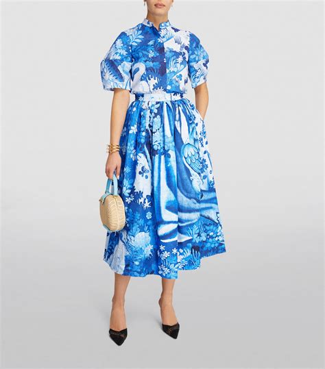 Womens Erdem Blue Cotton Poplin Floral Shirt Harrods Uk