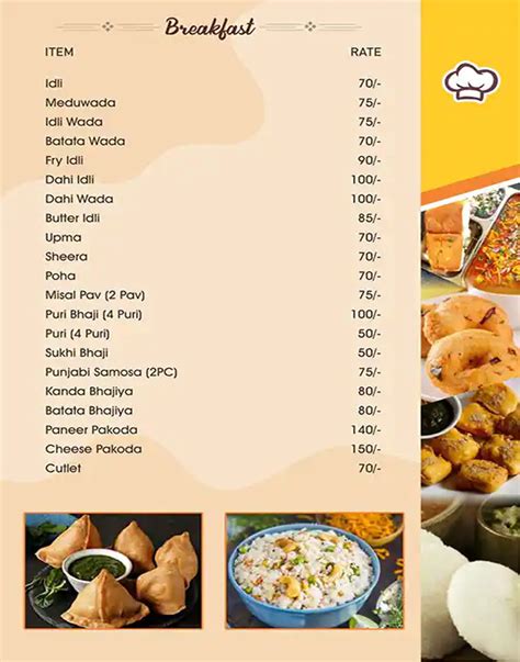 Menu Of Om Sai Sagar Veg Restaurant Goregaon East Mumbai