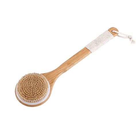 Dual Sided Long Handle Shower Brush With Soft And Stiff Bristles Back