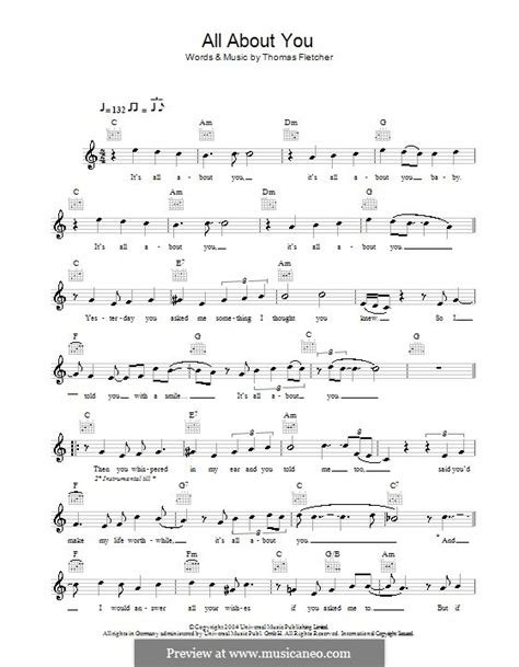 All About You (McFly) by T. Fletcher - sheet music on MusicaNeo