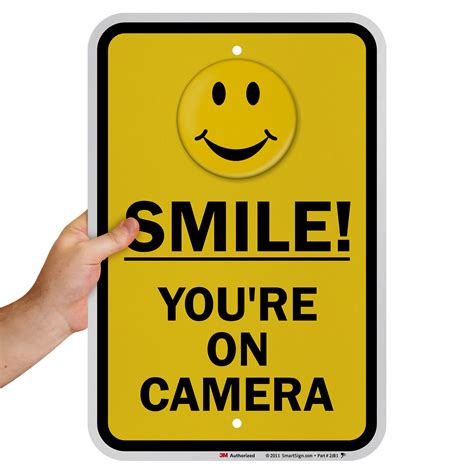 Yellow Smile You're on Camera Sign, SKU: K-8382