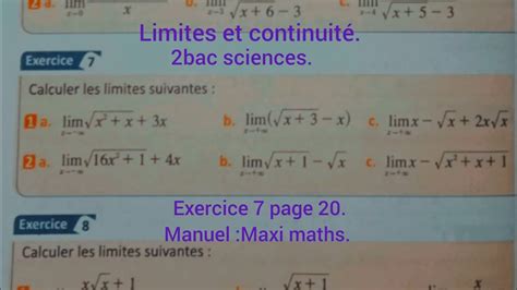 Limites Et Continuit Exercice Page Maxi Maths Bac Sciences