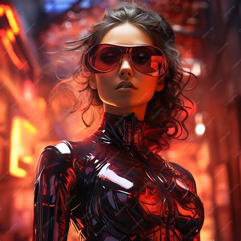 Premium Photo Cyberpunk Woman Portrait Futuristic Neon Style Ai Generated