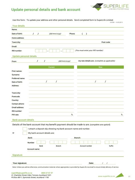 Fillable Online Superlife Co Use This Form To Update Your Address And