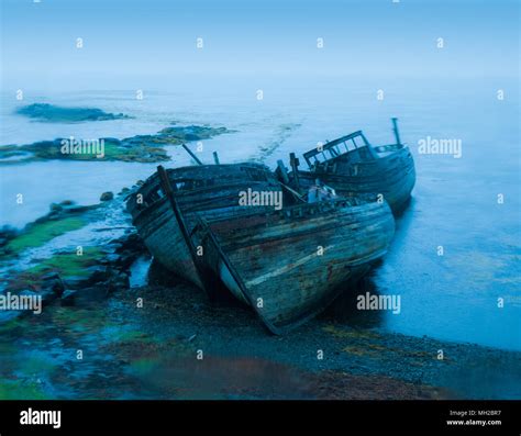 Abandoned Derelict Fishing Boats On The South East Coast Of Mull