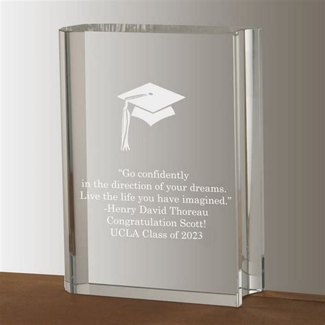 Crystal Book with Silver Graduation Cap Keepsake