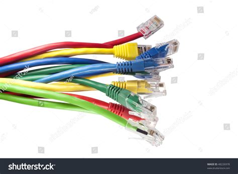 Set Of Brightly Multi Coloured Ethernet Network Cables Isolated On