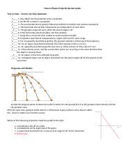 Honors Physics Projectile Review Guide 2022 KEY 3 Docx Honors Physics