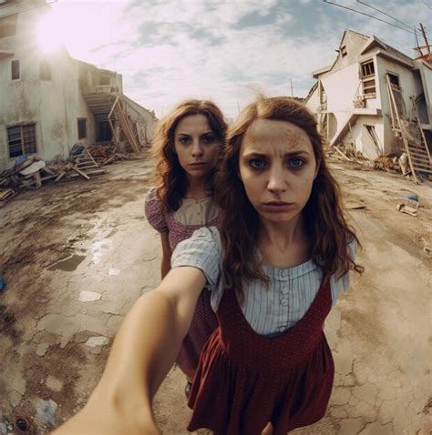 Deux Femmes Prennent Un Selfie Dans La Rue Photo Premium