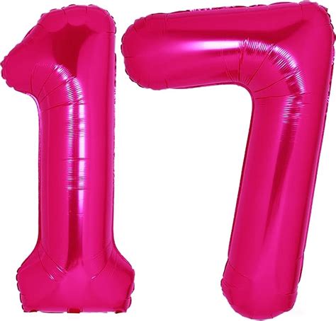 40inch Number 17 Balloon Hot Pink 71 Foil Mylar Jumbo Giant