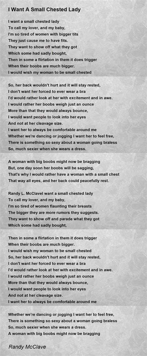 I Want A Small Chested Lady I Want A Small Chested Lady Poem By Randy Mcclave