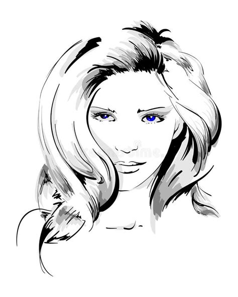 Woman Face With Long Hair Vector Illustration Stock Vector