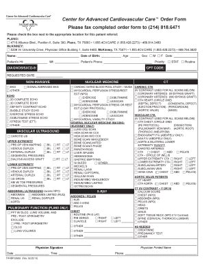 Cardiac Mri Order Form Fill Online Printable Fillable Blank