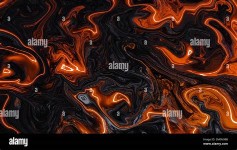 Abstract lush lava or liquid marble background. Horizontal panoramic black marbling texture with ...