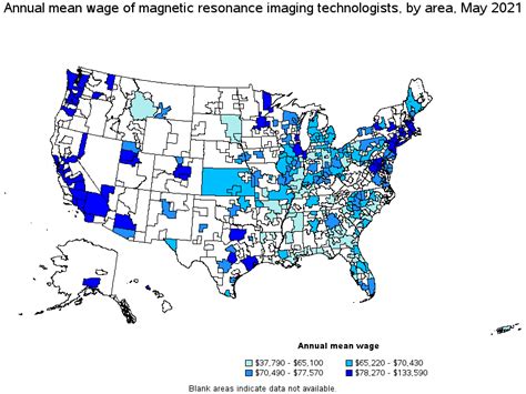 Map Of Annual Mean Wages Of Magnetic Resonance Imaging Technologists By Area May 2021